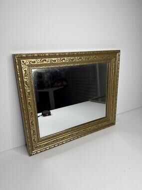 Vintage Ornate Gold Gilt Mirror: Carved Rectangular Wall Decor